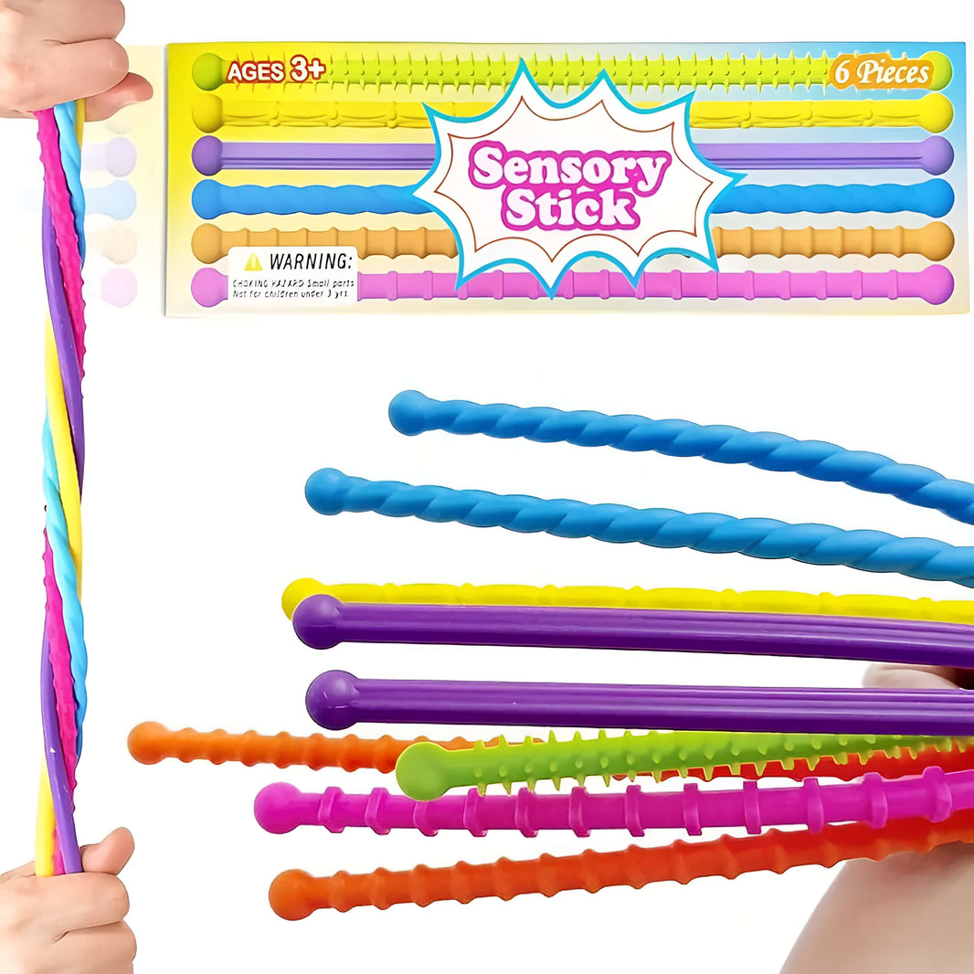 Barras sensoriales texturizadas y flexibles de colores - 6 pcs