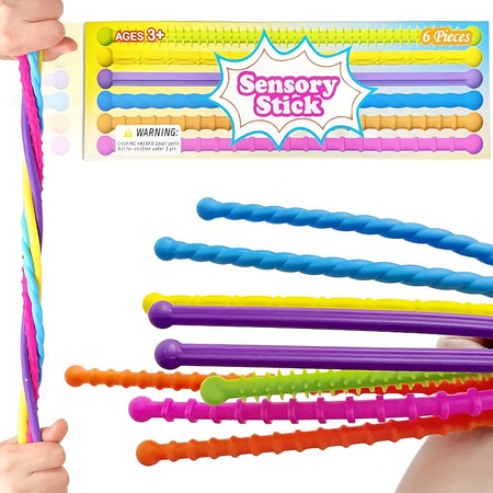 Barras sensoriales texturizadas y flexibles de colores - 6 pcs