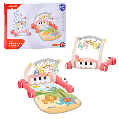 Caminadora Gimnasio para bebé 2 en 1 - rosa