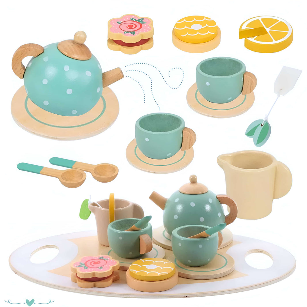 Hora del Té - Set de juguete té, bandeja, y galletas