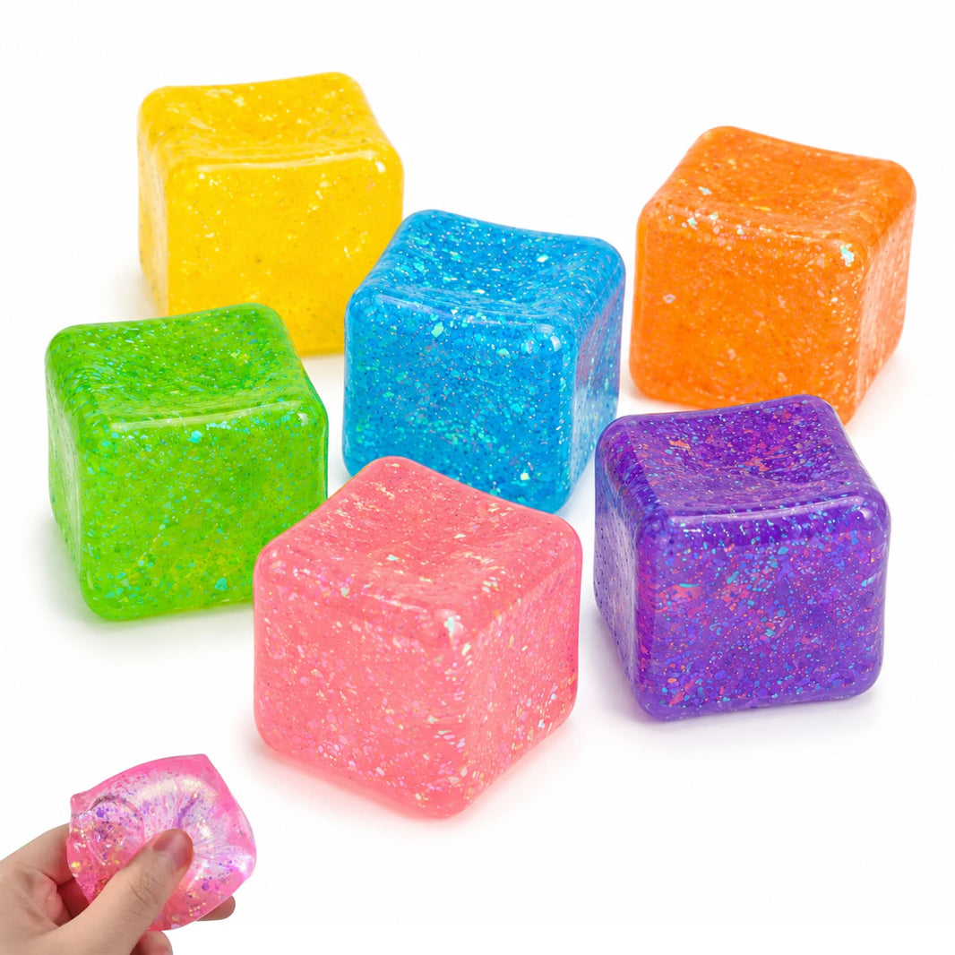 Mini Squishy Antiestrés Fidget Cubo Silicona con glitter