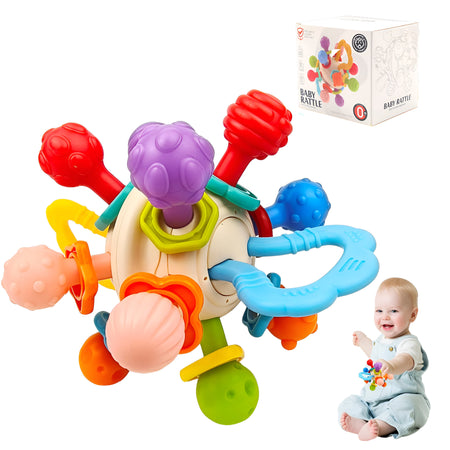 Molécula sonajero mordedor sensorial para bebé