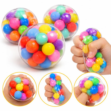Pelota Sensorial Transparente con Esferas Multicolor
