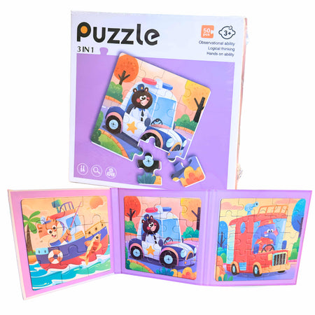 Puzzle infantil 3 en 1 - 50 pcs - Tráfico