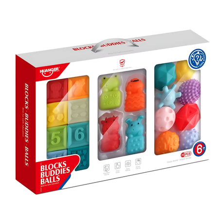 Set de cubos y pelotas sensoriales de silicona 20 pcs