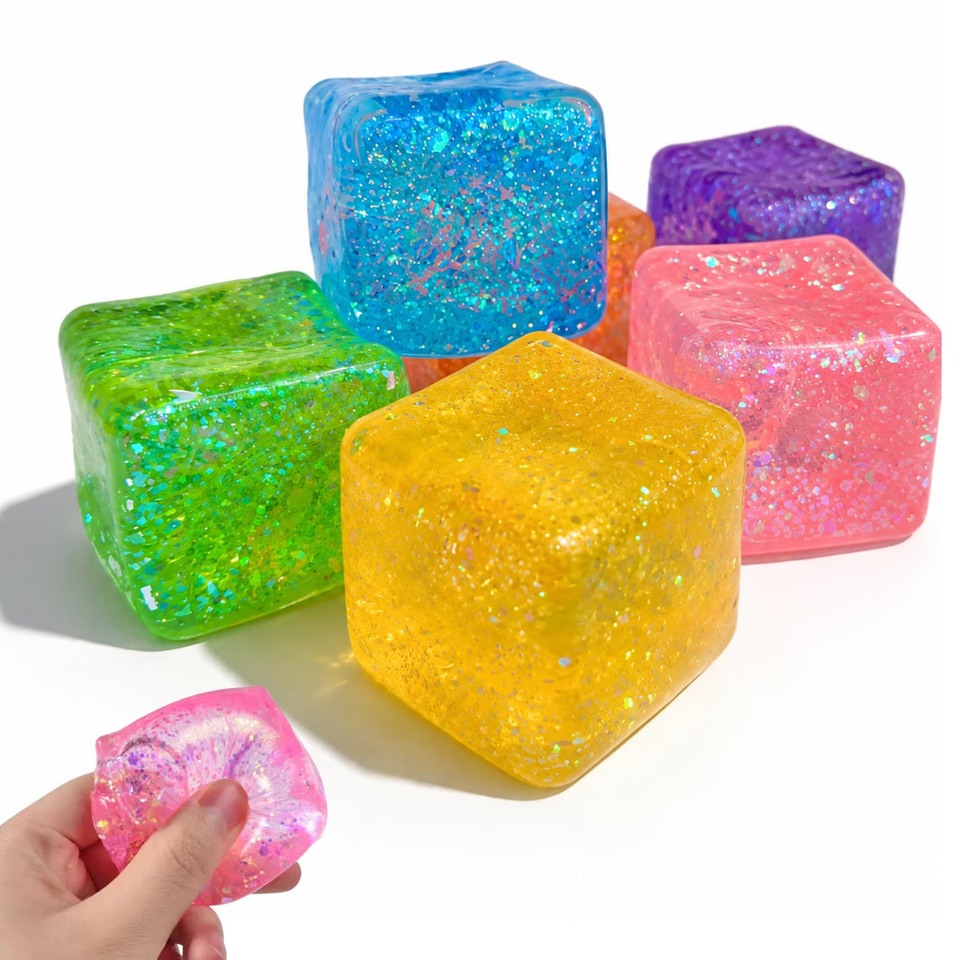Squishy Antiestrés Fidget Cubo Silicona con glitter