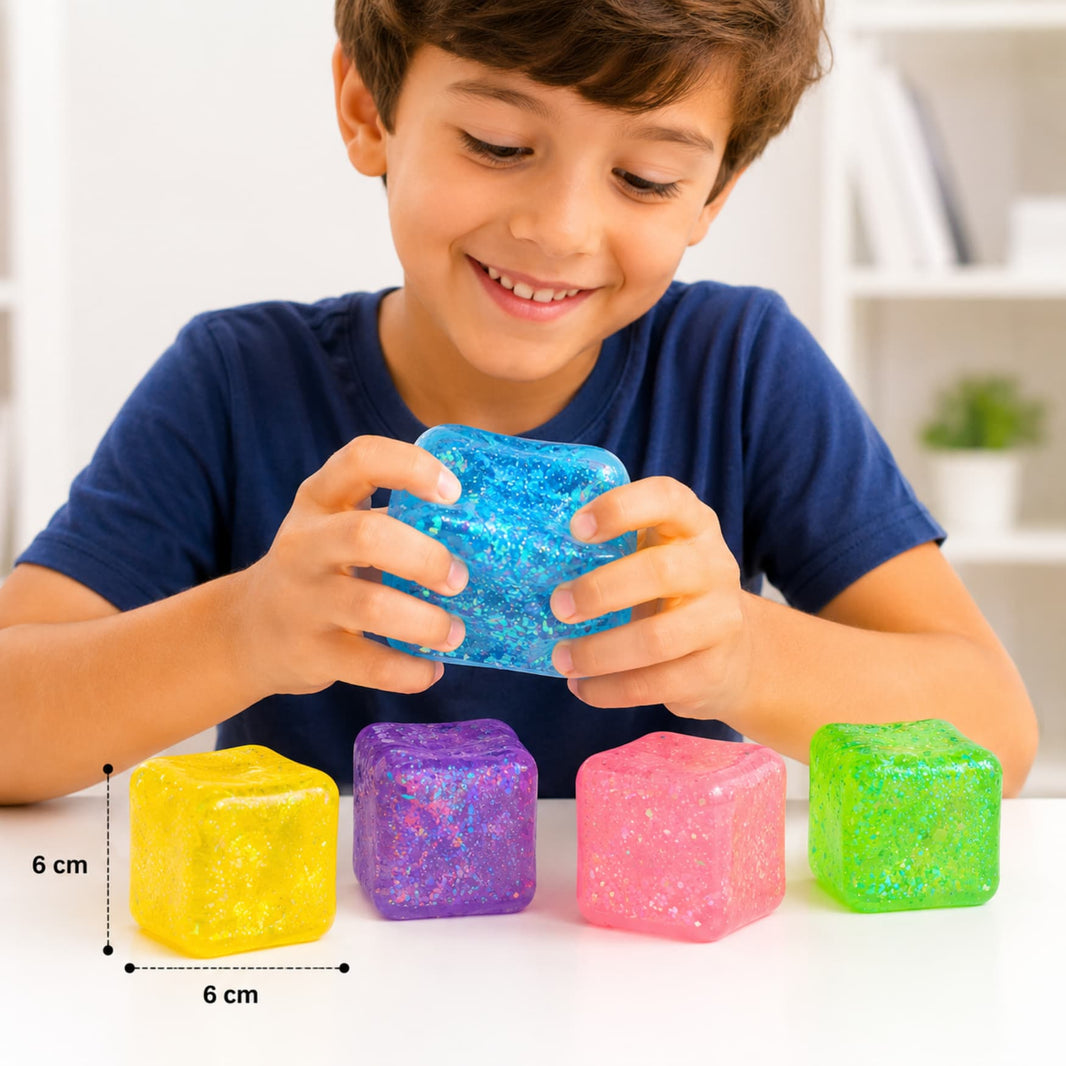 Squishy Antiestrés Fidget Cubo Silicona con glitter